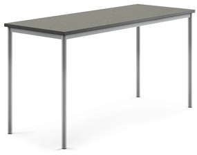 Stôl SONITUS, 1800x700x900 mm, linoleum - tmavošedá, strieborná