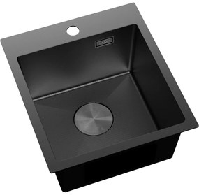 Mexen Solix, 1-komorový nerezový drez 400 x 450 mm, čierna, vzor voština, 6401401000-70HC