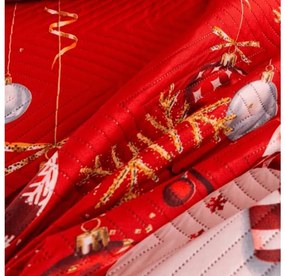 Prehoz na posteľ WHITE SNOWMAN, červený Rozmer: 220 x 240 cm