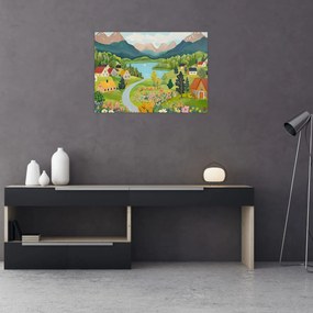 Obraz - Dedina v horách (70x50 cm)