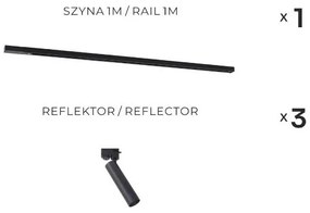 Zuma Line 3558 - Bodové svietidlo do lištového systému LULU 3xGU10/35W/230V čierne