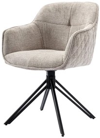 Jídelní a konferenční židle, potah krémová látka, kovové nohy, černý mat