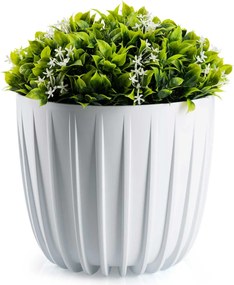 PLASTOVÝ KVETINÁČ STRIPPED SADA 2KS 18X15,5 CM+24X21 CM BIELA