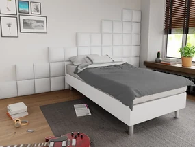 Čalúnená jednolôžková posteľ Estelle B, Dostupné poťahy: ekokoža Soft 017 (biela), Rozmer postele: 90x200 cm