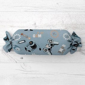 Biante Detský vankúš valec bonbon Sandra SA-588 Play Game na modrom 15x40 cm