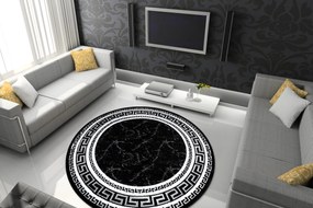 Okrúhly koberec GLOSS moderný 2813 87 štýlový, rám, Grécky čierna Veľkosť: kruh 150 cm