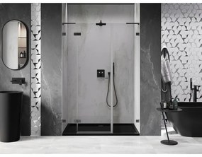 Mexen Lunar L, Otočné ľavé sprchové dvere 145 cm, 8mm číre sklo, brúsený grafit profil, 834SL-145-050-66-00-L