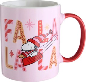 PEANUTS Hrnek "FaLaLaLa" 380 ml - sv. růžová