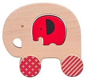 Petitcollage Drevený sloník na kolieskach
