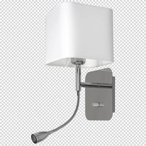 Nástenné svietidlo Napoli, 1x biele textilné tienidlo + 1xLED 1w, ch