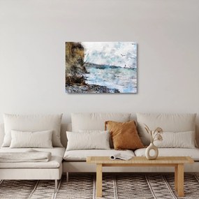 Sklenený obraz - Útes, akvarel (70x50 cm)