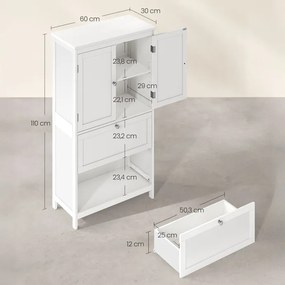 Autronic BONTEC Komoda 60x30x110cm, mdf, biela, AUK-E1055 WT Farba: Biela