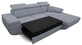 Rozkladacia rohová sedacia súprava CASTELO do tvaru L s úložným priestorom, pravá, tmavosivá
