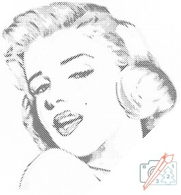 Gario Bodkovanie Marilyn Monroe portrét Rozmery: 50 x 50 cm, Rámovanie: Iba zrolované plátno, Farba bodiek: Čierna