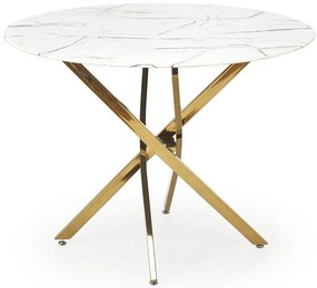 Stôl Raymond 2 100 sklo/oceľ - biela mramor/zlatá