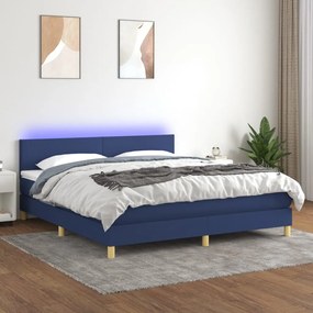 Posteľ boxsping s matracom a LED modrá 160x200 cm látka 3133571