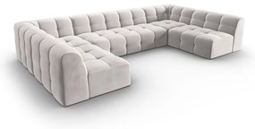 Svetlosivá zamatová rohová pohovka (do "U") Kendal - Micadoni Home