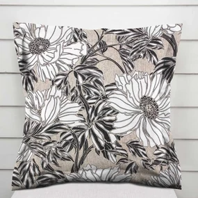 Biante Dekoračná obliečka na vankúš s lemom Leona LN-112 Biele kvety na režnom 45 x 45 cm