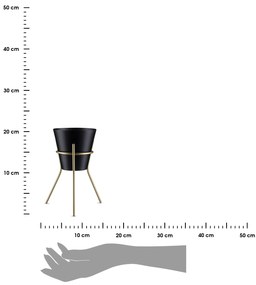 KOVOVÝ KVETINÁČ SO STOJANOM LOFT 20X16 CM ČIERNA/ZLATÁ