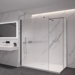 Cerano Onyx, sprchová zástena Walk-in, hranatá vzpera - čierna matná, ryhované sklo - 100x100 cm, CER-CER-8050BD3063