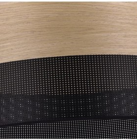 Závesné svietidlo Wood, 1x dýha zlatý dub/čierne PVC tienidlo, (fi 40cm)