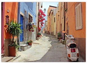 Sklenený obraz ulice na Sardínii (70x50 cm)