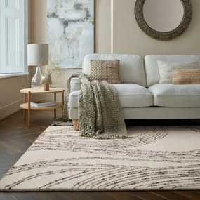 Hnedo-krémový vlnený koberec 160x230 cm Abstract Swirl – Flair Rugs