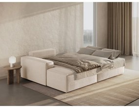 Béžová rozkladacia rohová pohovka z textílie bouclé (ľavý roh) Jodie – Micadoni Home