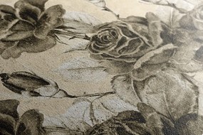 Obraz vintage kytica ruží v sépiovom prevedení - 120x80