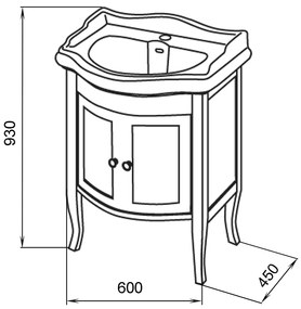 Sapho Sapho, RETRO umývadlová skrinka 60x80x45cm, buk, 735140