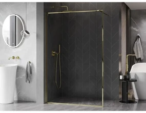Mexen Kioto-F, sprchová zástena s rámom 150 x 202 cm, 8 mm číre sklo, zlatý lesklý profil, 800-150-104-50-00