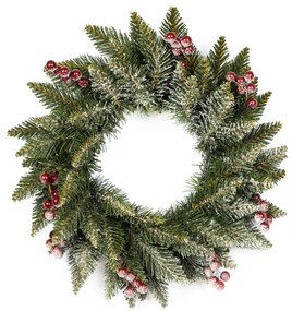 Vianočný veniec PREMIUM zasnežený s jarabinou 40 cm