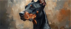 Obraz - Portrét Dobermana (120x50 cm)