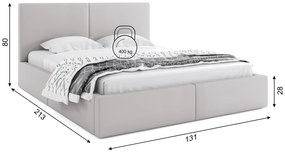 BMS GROUP Čalúnená posteľ HILTON 120x200cm výklopná sivá