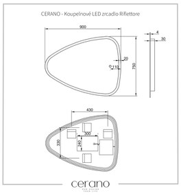 Cerano Riflettore, kúpeľňové LED zrkadlo 90x75 cm, CER-CER-429328