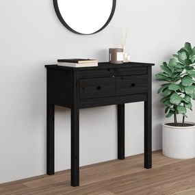 Konzolový stolík čierny 70x35x75 cm masívne borovicové drevo