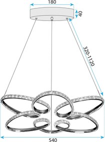 Toolight Toolight, LED stropné osvetlenie 54cm, 48W, 4000K, G002-CP, chrómová, OSW-09743