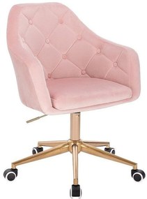LuxuryForm DESIGN Kreslo ANDORA VELUR na zlatej podstave s kolieskami - svetloružové