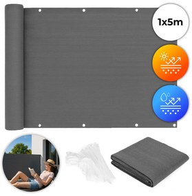 Balkónový kryt s príslušenstvom 100x500 cm tieniaca sieť + inštalačné prvky sivá MultiGarden