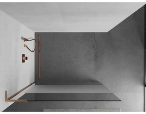 Mexen Kioto L, sprchová zástena Walk-In 70 x 200 cm, 8mm číre sklo-námraza, medený matný profil, 800-070-103-65-35