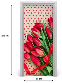 Samolepiace fototapety na dvere červené tulipány 85x205 cm