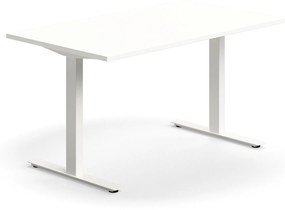 Kancelársky stôl QBUS, rovný, 1400x800 mm, T-rám, biely rám, biela