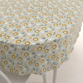 Biante Detský bavlnený oválny obrus Sandra SA-565 Levy na sivom 140x220 cm