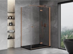 Mexen Mist-F T, 1-krídlový skladací sprchový kút pravý 85 x 70 cm, číre sklo, medený matný profil, 8A6T-085-070-65-00-P