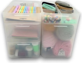 Súprava 5 plastových úložných organizérov PURE BOX A5, mliečny