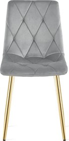 Sada dvoch jedálenských stoličiek LIBRA zamatové, svetlosivé / zlaté nohy (2 ks)