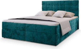 Čalúnená posteľ boxspring GLORIEN VELVET 180x200 cm tyrkysová Matrac: Bonell pružinová matrac