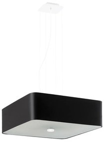 Závesné svietidlo Lokko, 1x čierne textilné tienidlo, (biele sklo), (45 cm)