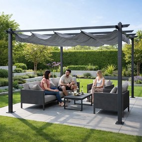 Zahradní pergola s posuvným střešním systémem Zenia 3x4 m šedá