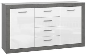 Komoda Trebbia 2d4s Betón/biely lesk